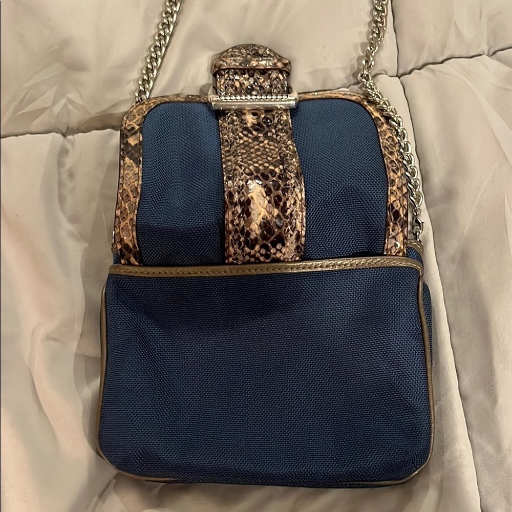 Brighton Blue and Snake Print Chain Shoulder Bag - Picture 8 of 8